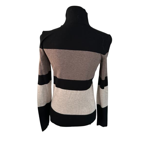 I.N.C International Concepts Mock Neck Sweater Small Black Brown Tan - Picture 3 of 4